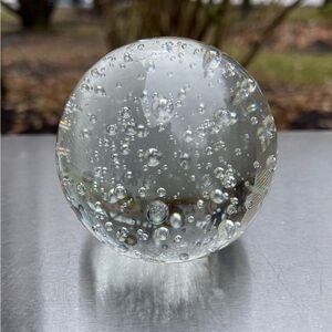 Vintage Murano Bullicante Controlled Bubble Glass Paperweight